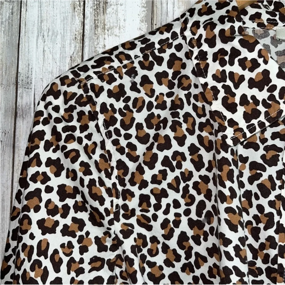 Talbots Leopard Print Cotton Button Down - Picture 3 of 5